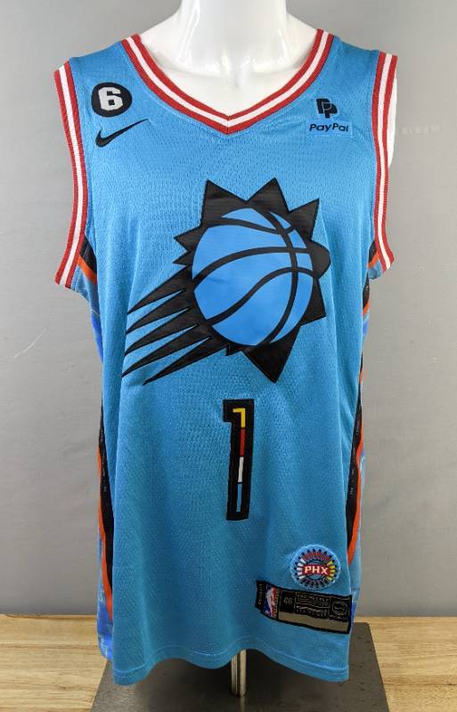 lot 40C image: Brand New Nike Phoenix Suns Devin Booker 1 NBA Basketball City Edition Jersey Mens Size Medium 48 I