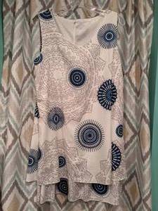 lot 406 image: Layered Sleeveless Dress Blue & White Womens Size XXL P