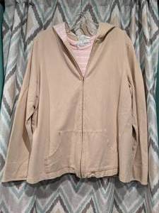 lot 415 image: Sport Savy Tank Top & Zip Up Hoodie Pink White Tan Womens Size Large P