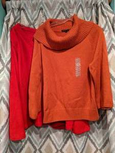 lot 418 image: New Jeanne Pierre Faded Glory Sweaters Orange Red Womens Size XL P