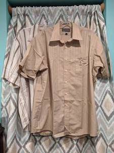 lot 422 image: New Mens Short Sleeve Shirts Stripes Tan Brown Blue Size 17 & 17.5 P