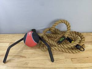 lot 85A image: Giant 18 Rage Fitness Rope, 4lb First Place Elite Ball and Barbell Row B