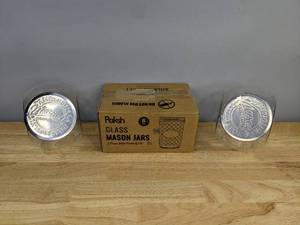 lot 80 image: New Paksh Glass Mason Jars 6-Pack and 2 Glass Candy Jar with Lid Q