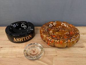 lot 94 image: Collection of 3 Ashtrays The Watergate Hotel, Ashton Cigar and Vintage Brown Ceramic E