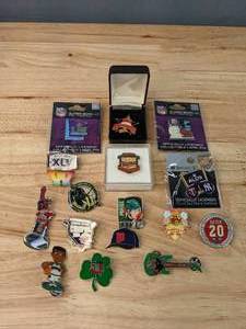 lot 65D image: Collection of Minnesota Sports Pins - Twins, Timberwolves, Wild, Vikings, NHL, MLB, NFL, NBA, World Series, Super Bowl, and more E