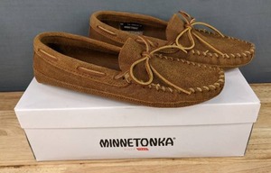 lot 126C image: NEW Minnetonka Suede Double Bottom Softsole Moccasins Mens Size 7.5 N