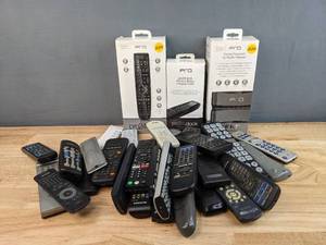 lot 113 image: Large Collection of Remote Controls and New Pro24.r Remote and Accessories E