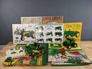 lot 50B image: John Deere Collectibles and Decor Tin Signs, Toy Tractors, Quilts and More E