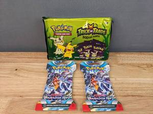 lot 31 image: Brand New Pokemon Trading Cards Trick or Treat Booster Bundle and Scarlet & Violet Paradox Rift (2) I