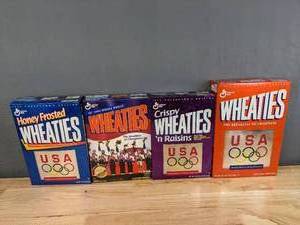 lot 137 image: Collection of (4)  Collectible Unopened Olympic Wheaties Boxes E