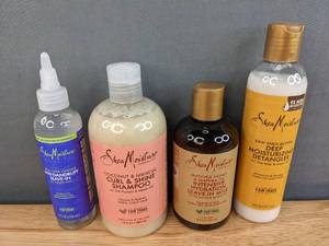 lot 47A image: Brand New Set of 4 SheaMoisture Hair Care Products Anti-Dandruff, Curl Shampoo, Moisturizers Retail Value $41.00 I