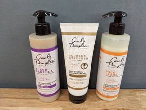 lot 61C image: Brand New Carols Daughter Black Vanilla Conditioner, Goddess Strength Defining Curl Creme, & Coco Creme Curl Conditioner Retail Value $45.44 I