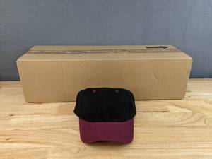 lot 8A image: 48 Brand New Advantage Series Ltd. Black and Maroon Cotton Velcro Back Hats OSFM A