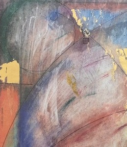 lot 26 image: Golden Accented Abstract Print