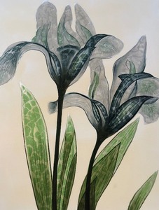 lot 79 image: Floral Canvas Print with Clear Resin Overlay
