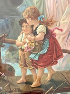 lot 82 image: Guardian Angel Framed Print by Lindberg Hielige Schtzengel