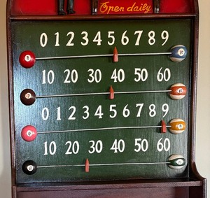 lot 89 image: Billiard Parlor Sign and Ball Holder