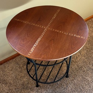 lot 98 image: Inlaid Wooden Top Accent Table