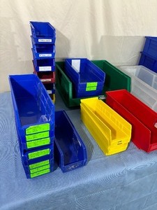 lot 18 image: Lot of Various Long Storage Supply Item Organizer Tray Boxes Bins and Glove Dispensers - For Medical Cart Drawers Or Miscellaneous Tools