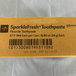 lot 47 image: 1 Case (144case) NEW Medline NONTP85I 0.85 oz. SparkleFresh Flouride Toothpaste - Expiration 124
