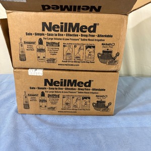 lot 48 image: 1 Case NEW NeilMed M100123 Sinus Rinse by Dr. Mehta All Natural Sinus Relief Soothing Saline Solution - 8 oz. Squeeze Bottle and Premixed Packet - Expiration 1027