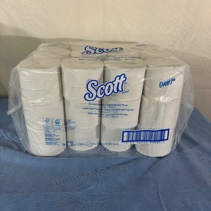 lot 53 image: 1 Package NEW Scott 04007 36-Pack 2-Ply Coreless Standard Roll Toilet Paper - White - Package Has A Tear