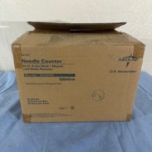 lot 77 image: 1 Case (2Case) NEW Medline O.R. Necessities NC20FBR 25-Pack Sterile Latex-Free Needle Counter - 20 Ct. Foam BlockMagnet with Blade Remover - Expiration 04302024 (open box)
