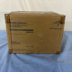 lot 79 image: 1 Case (50 per Case) NEW Medline O.R. Necessities NC20FBR Sterile Latex-Free Needle Counter - 20 Ct. Foam BlockMagnet with Blade Remover - Expiration 424 