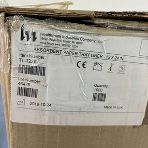 lot 135 image: 1 Case (1000 each) NEW Healthmark Industries Company TL-1224 12 x 24 UnderGuard Form-Fitting Absorbent Paper Sterilization Tray Liners