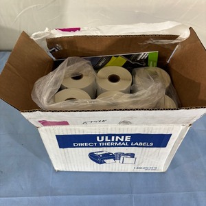 lot 86 image: 1 Case (12case) NEW Uline S-8003 4 x 1.5 1-Core Desktop Direct Thermal Labels - White - Use with Zebra, Eltron, Sato, Datamax and other desktop printers.