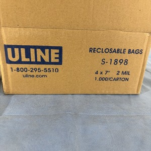 lot 112 image: 1 Case (1000case) NEW Uline S-1898 4 x 7 2-Mil Reclosable Bags