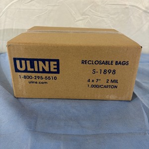 lot 113 image: 1 Case (1000case) NEW Uline S-1898 4 x 7 2-Mil Reclosable Bags 