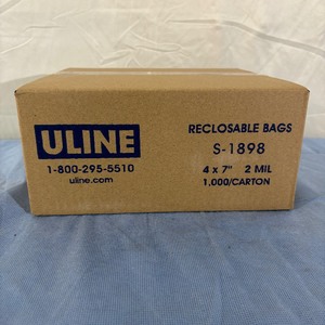 lot 114 image: 1 Case (1000case) NEW Uline S-1898 4 x 7 2-Mil Reclosable Bags