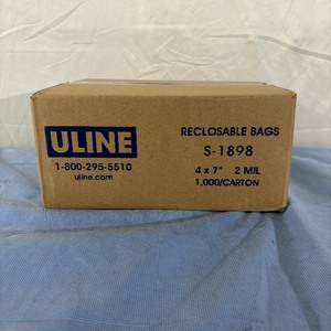 lot 115 image: 1 Case (1000case) NEW Uline S-1898 4 x 7 2-Mil Reclosable Bags