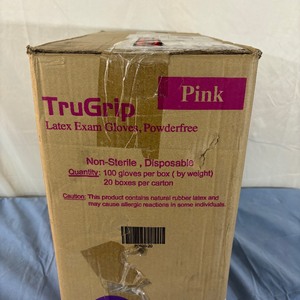 lot 124 image: 1 Case (20 boxes per case100 gloves per box) NEW TruGrip P2600 100-Pack Non-Sterile Disposable Powder-Free Latex Exam Gloves - Size XS Pink