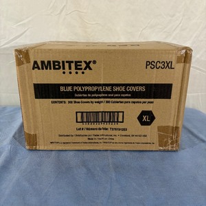 lot 126 image: 1 Case (300case) NEW Ambitex PSC3XL PCS Series Polypropylene Shoe Covers - Size XL Blue 