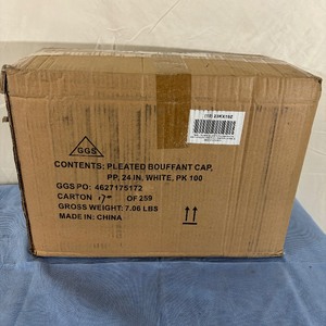 lot 129 image: 1 Case NEW 24 Pleated Bouffant Cap - White - For Industrial, Lab Use and Food Processing