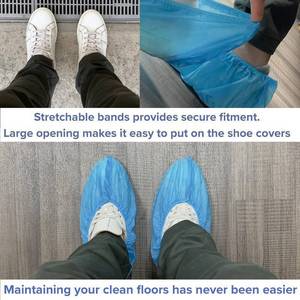lot 132 image: 1 Case NEW Universal Water Resistant Shoe Covers - Blue (open box)