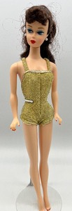 Repro Mattel Barbie BRUNETTE Poodle Bangs Ponytail Doll NUDE Side Eye 19581993