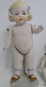 Antique German Bisque Penny Dolls Unsigned Jointed Arms &amp Legs