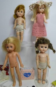 Vintage GINNY Doll Lot with Accessories & New in Box Ginny Tea Set 4 Dolls