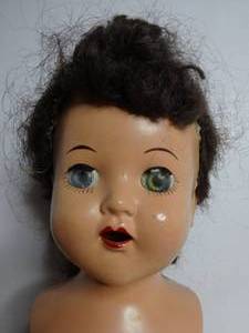 Vintage Plastic Walker Doll unmarked - arms need restringing Arms move head turns