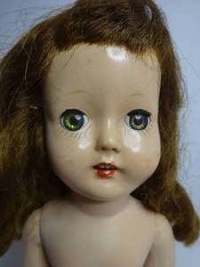 Vintage Plastic Doll with sleepy Eyes and Teeth solid beautiful face