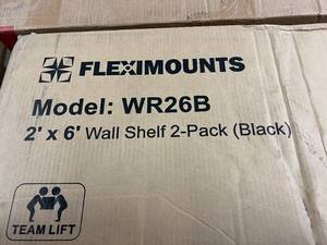 lot 34 image: 2 x 6 Fleximount Wall Shelf - 2 Pack - Black
