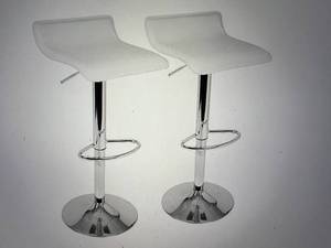 lot 91 image: Lumisource Ale Contemporary Adjustable Bar Stool - Set of 2 - WHITE