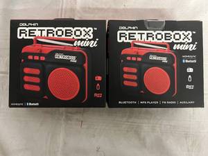 lot 152 image: 2 Dolphin Retrobox Mini Bluetooth Speaker - Red