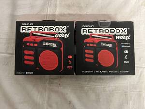lot 153 image: 2 Dolphin Retrobox Mini Bluetooth Speaker - Red