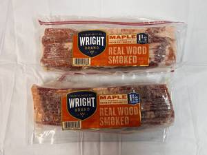 G. 2x 1.5lbs Thick Cut Real Wood Smoked Bacon