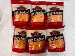 F. 6x 8oz Weyauwega Cheddar Shredded Cheese