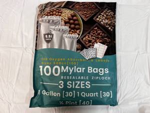 100 Mylar Bags(3 sizes), Oxygen Absorbers & Labels